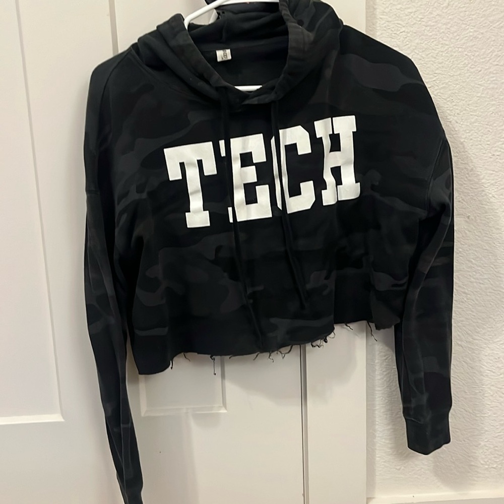 Texas tech camo cropped hoodie